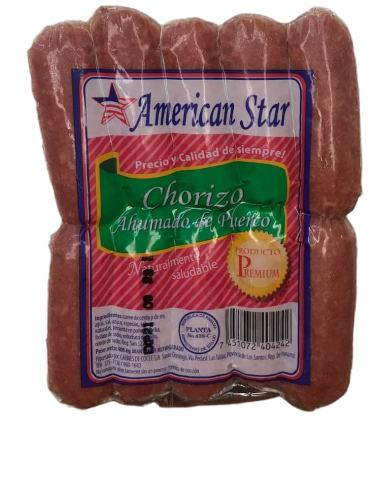 CHORIZO AHUMADO DE PUERCO AMERICAN STAR 1lb/10u