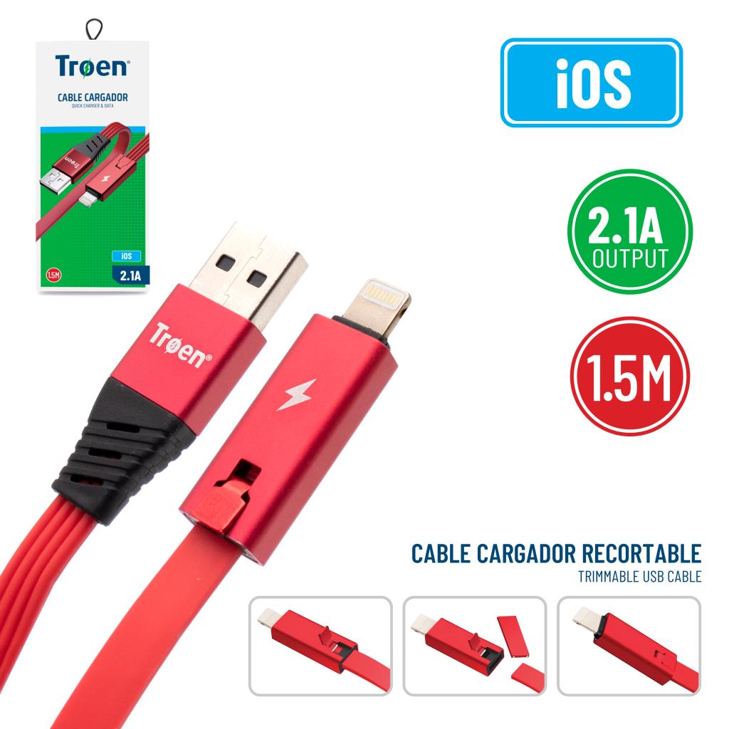 CABLE CARGADOR RECORTABLE USB IOS TROEN