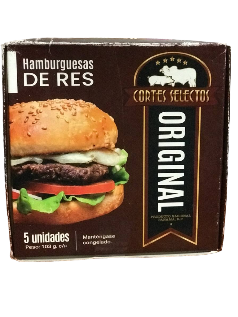 CARNE DE HAMBURGUESA CORTES SELECTOS 103g /5u