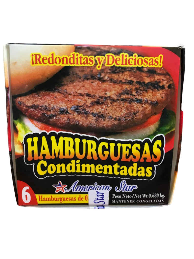 CARNE DE HAMBURGUESA AMERICAN STAR 0.68Kg/6u/24